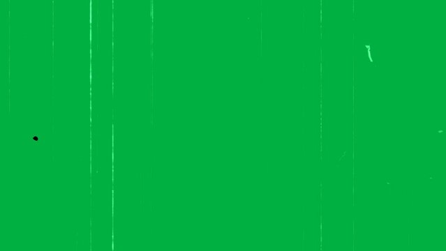 An old film overlay, featuring scratches and damage, is placed on a green screen.
