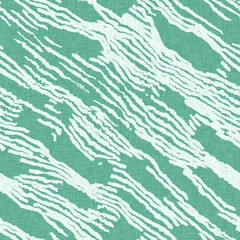 Aegean teal light soft wave linen pattern background. Broken line stripe border effect for rustic coastal marine surface design. 
