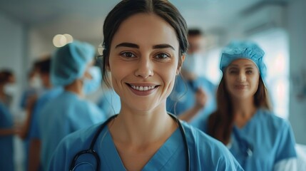 Fototapeta premium Smiling Female Surgeon in a Hospital Setting