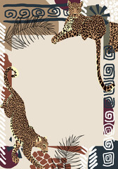 Invitation to Safari Party. African Postcard. Frame