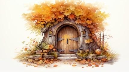 Fototapeta premium A beautiful autumn door 