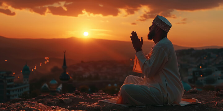 Religious muslim man praying