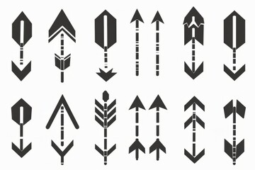 Black vector arrows collection. Arrow. Cursor. Arrow vector icon. Modern simple arrows. Collection different Arrows on flat style for web design or interface. Direction symbols - vector illustration
