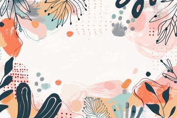 Boho Abstract Hand Drawn Organic shapes Background Element,