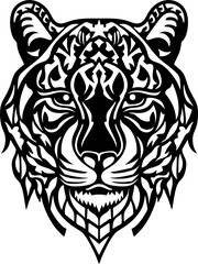 tiger head tattoo, Tribal Tiger. Vector illustration ready for vinyl cutting. Tattoo art.