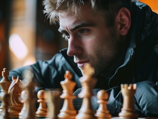 Professional chess player focused on winning championship tournament