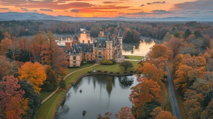 Bird's-eye shot of the enchanting Biltmore Estate in North Carolina