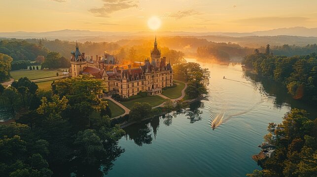 Bird's-eye shot of the enchanting Biltmore Estate in North Carolina