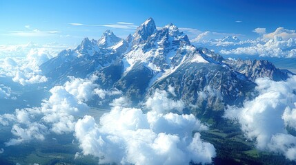 High-altitude perspective of the sprawling Grand Teton National Park