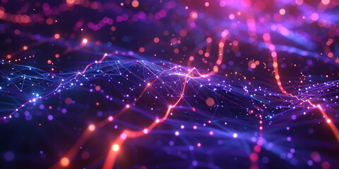 A vibrant background of digital connections and data flow