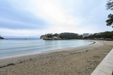 Tranquil Cala Galdana Beach with Coastal Cliffs, Menorca