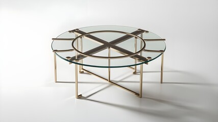 Modern Glass Round Dining Table Isolated 3D Illustration