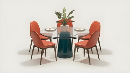 Fototapeta premium Modern Glass Round Dining Table Isolated 3D Illustration