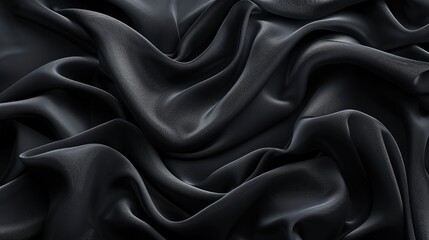Fototapeta premium Silk fabric with black wave pattern Abstract horizontal textured background with empty space