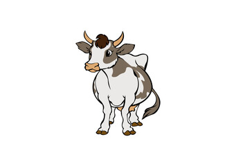 Vector illustration of a spotted milk cow on a white background
