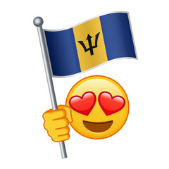 Emoji with Barbados flag Large size of yellow emoji smile