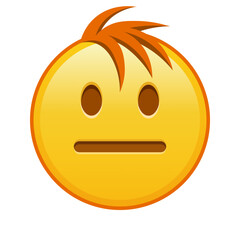 Neutral facial expression Large size of yellow emoji smile with hair