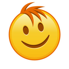 Slightly smiling face Large size of yellow emoji smile with hair