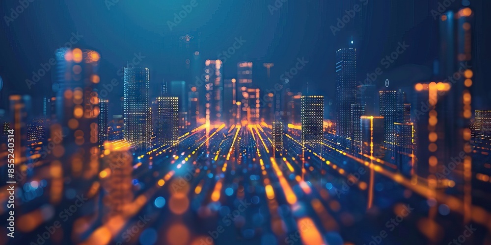 Wall mural abstract digital background science technology networks big data link 3d . ai generated illustration