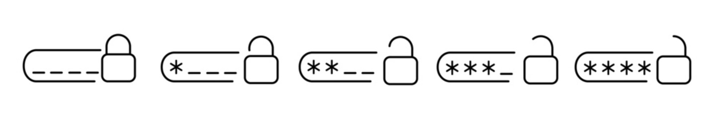Password icon black vector illustration. Password pin code icons for login. Data protection with padlock © Rick Cranches