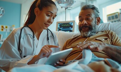 Presenting Medical Data on Tablet to Elderly Patient in Hospital Bed