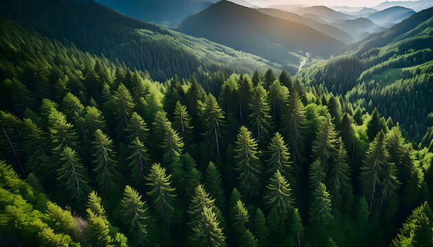drohnen, aufnahme, von, W&auml;lder, von, oben, neu, landschaft, tannen, b&auml;ume, panaorama, landschaft, gr&uuml;n, hintergrund, kozept, umwelt, natur, atemberaubend,, wandern, wanderung, blick, 3d