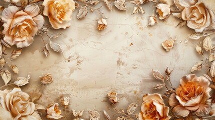 Obraz premium Vintage Border with Sepia Roses