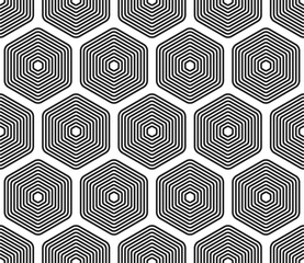 Minimal geometric background featuring rounded stacked hexagons in a mosaic pattern. Seamless tileable vector illustration.