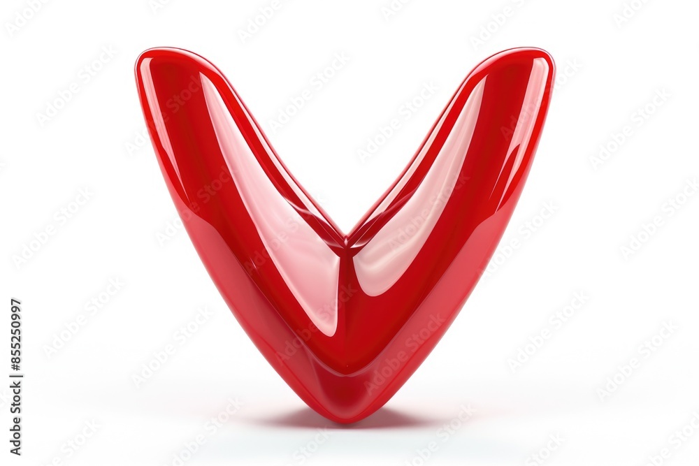 Leinwandbilder a red v-shaped object sits alone on a white surface, great for use in design and graphic needs