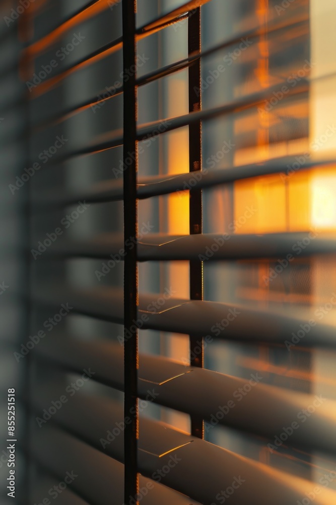 Aufkleber A close-up view of a window with its blinds closed, suitable for use in interior design or architecture images