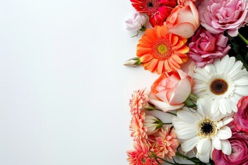Obraz premium A Symphony of Blossoms: Vibrant Gerberas and Delicate Roses in a Pastel Arrangement