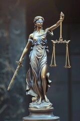 Obraz premium A statue of Lady Justice holding a sword, symbolizing fairness and justice