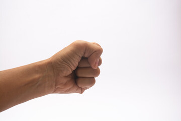 hands are grasping something, expressing strong enthusiasm, or wanting to hit isolated on white