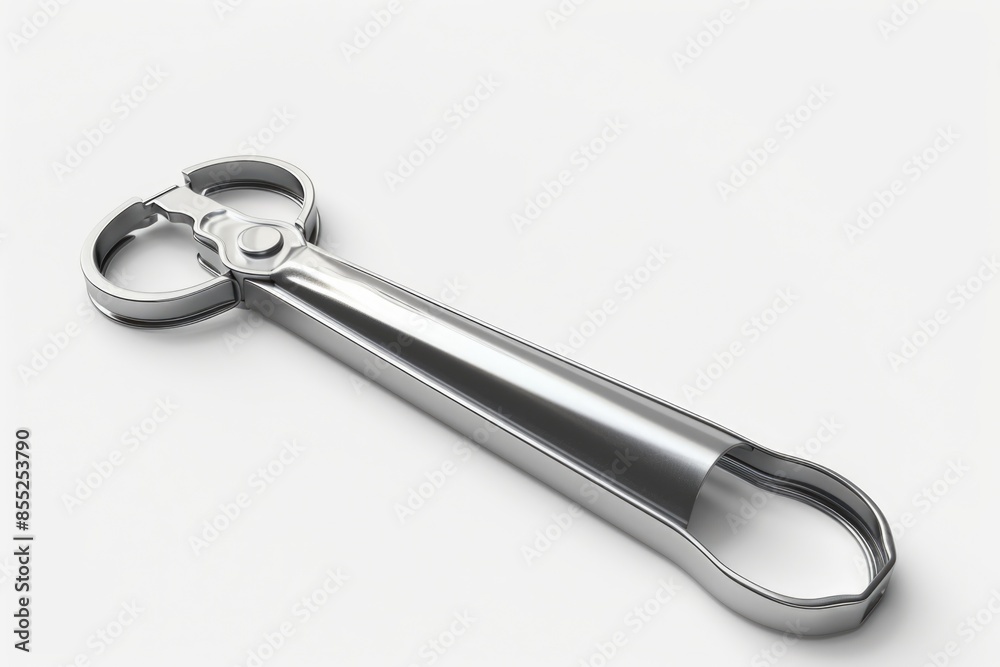 Poster a close-up shot of a metal object placed on a white surface, suitable for use in product photography