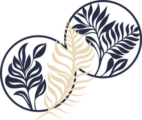 illustration of a leaf, Abstract floral background in black and gold colors. Vector illustration for your design