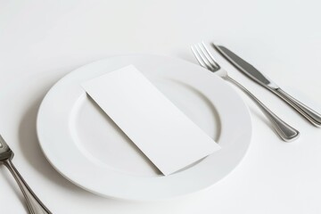 Blank Menu Card Awaiting Delectable Choices on a Pristine White Tabletop