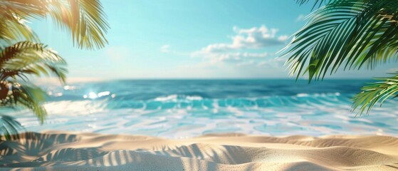 Fototapeta premium Beach With Palm Trees Painting