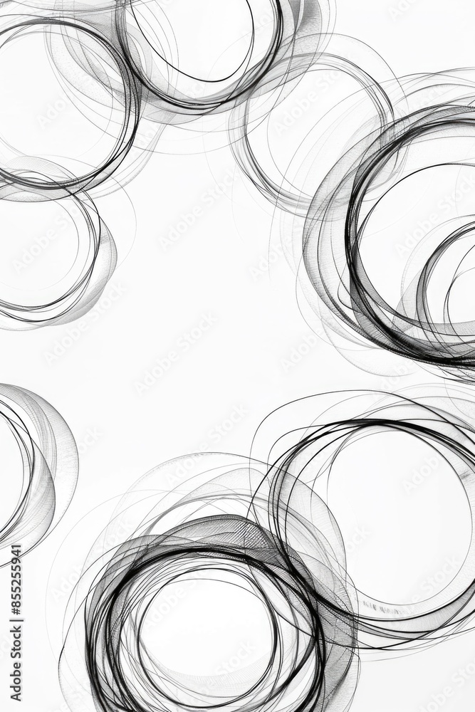 Poster a simple design featuring a group of black and white circles on a white background, suitable for use