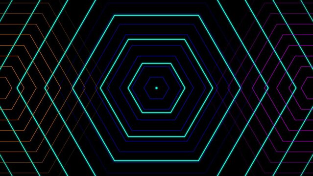 Animation Neon Exagon Background