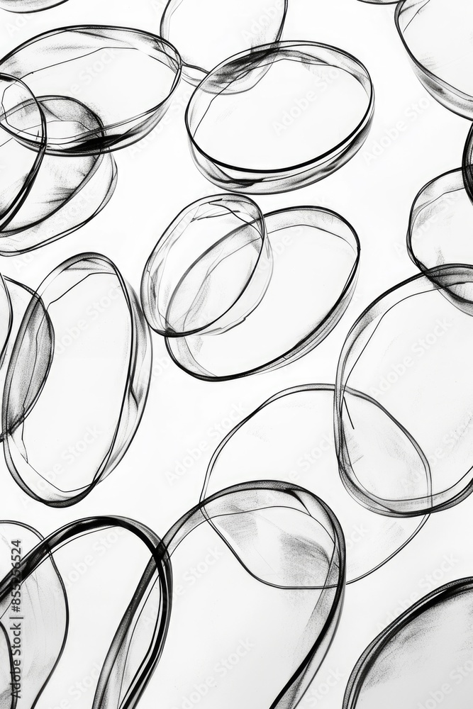 Fototapete a collection of circular shapes in monochrome tones, ideal for use in abstract or minimalist designs