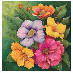 Vibrant Tropical Flower Bouquet in Full Blossom