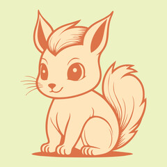 squirrel with a nut vintage vector design
