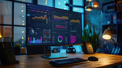 Analyst working on data analysis or BI dashboard on computer monitor Business team analyzing financial data by Fintech in corporate office for business marketing and strategy planning Trailblazing