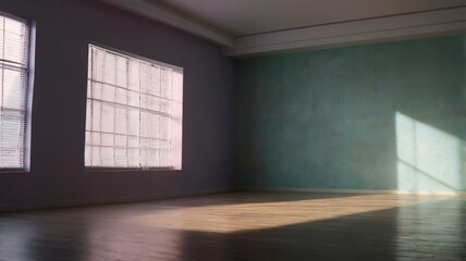 Nice light empty wall and smooth floor with interesting light glare. Background for the presentation. AI Generated