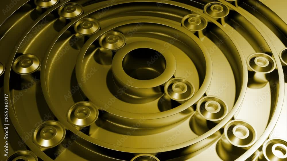 Poster red and yellow rotating animation. design. rotating mazes in animation that move special circles.