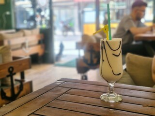 Banana milkshake on the table