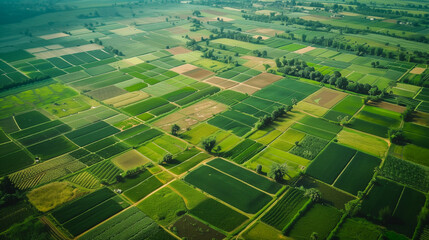 Agricultural fields visible from a bird's eye view