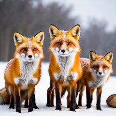 Fototapeta premium red fox in snow