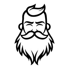 Beard logo or modern line icon. Vector line art and icon design with bold outline. Black and white Pixel Perfect minimalistic symbol isolate white background. Creative logotype