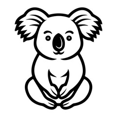 Koala logo or modern line icon. Vector line art and icon design with bold outline. Black and white Pixel Perfect minimalistic symbol isolate white background. Creative logotype